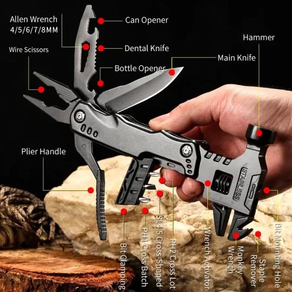 New Multifunctional Wrench Hammer Knife Pliers Survival Tool Stainless Steel Multi-tool Knife