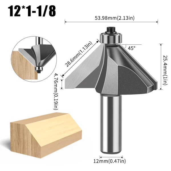 1pc 6mm 12mm Shank 45 Degree Bevel Router Bit Woodworking - Image 8