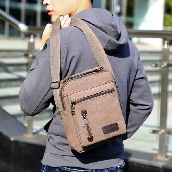 Multi Pockets Men Shoulder Bags Creative Tote Canvas - Image 19