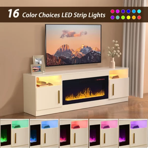 TV Stand with Fireplace, 36" Fireplace TV Stand LED Entertainment Center with Fireplace - Image 2