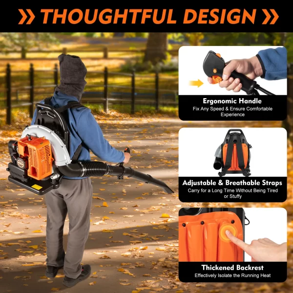 Backpack Leaf Blower 63CC 2 Stroke Gas Powered Leaf Blowers - Image 3
