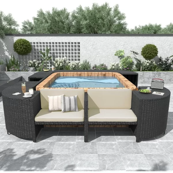 Patio Furniture Set, Spa Surround Outdoor Rattan Sofa Set - Image 2