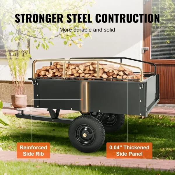 Heavy Duty ATV Trailer Steel Dump Cart, 750-Pound 15 Cubic Feet - Image 3
