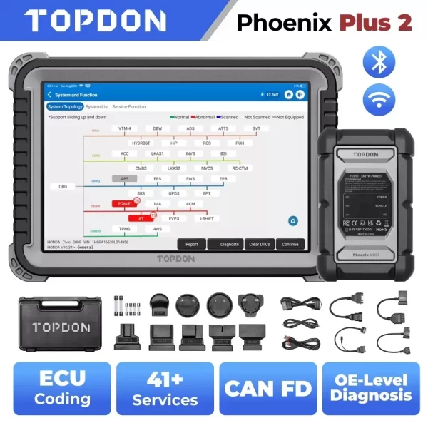 Topdon Phoenix Plus 2 Automotive Car Diagnostic Tool ECU Coding Scan