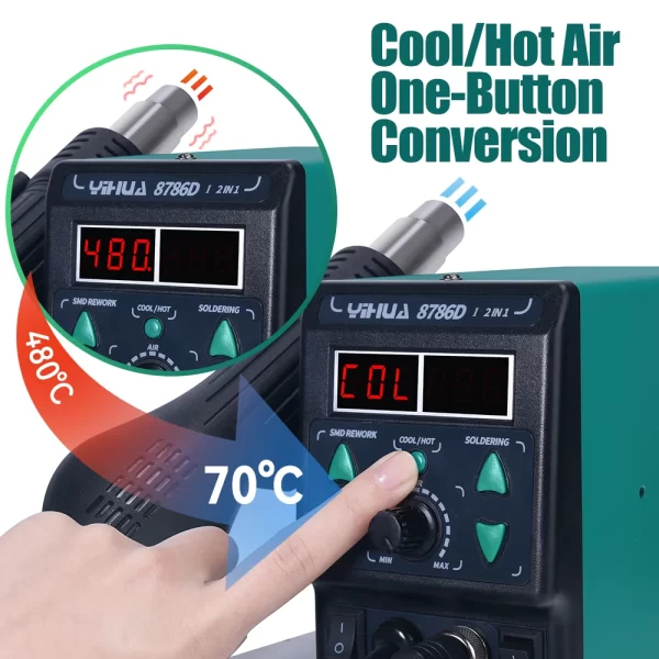 YIHUA 8786D Soldering Iron Hot Air Soldering Station Tool Welding Station - Image 2