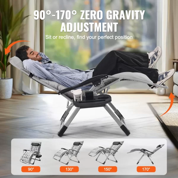 VEVOR Zero Gravity Chair Zero Gravity Recliner Lounge Chair Adjustable - Image 3