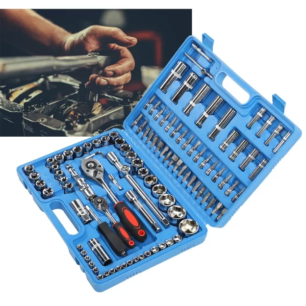 108Pcs Ratchet Wrench Socket Set 1/4in 1/2in - Image 10