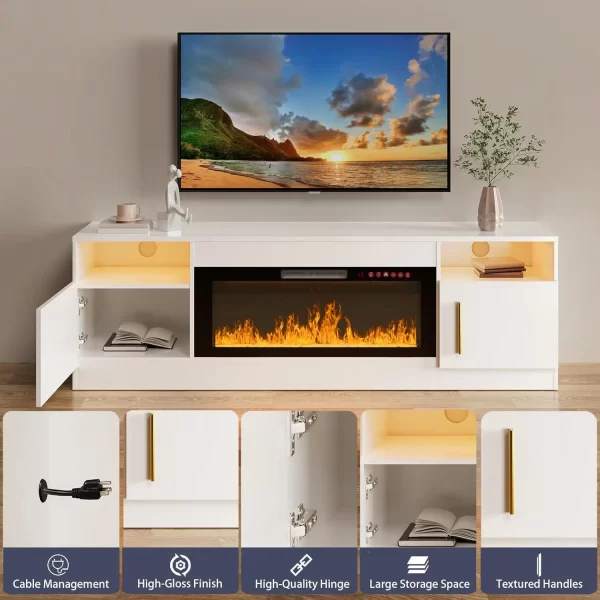 TV Stand with Fireplace, 36" Fireplace TV Stand LED Entertainment Center with Fireplace - Image 4