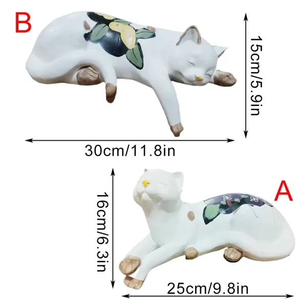Sleeping Cat Garden Statues Outdoor,Cat Figurine Memorial Statue - Image 6