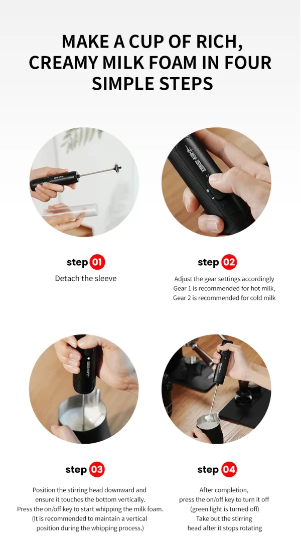 MHW-3BOMBER Electric Milk Frother Portable Handheld Milk Foamer USB Rechargeable - Image 27