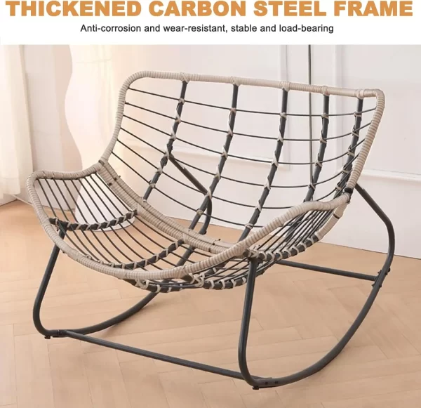 Outdoor Patio Rocking Chair,Papasan Chair with Cushion,Egg Chair - Image 6