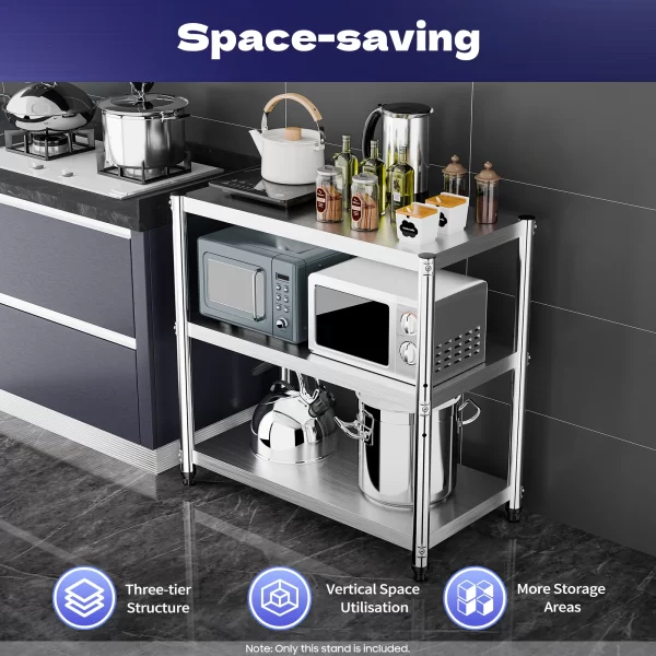 3-Tier Stainless Steel Multifunctional Food Prep Worktable