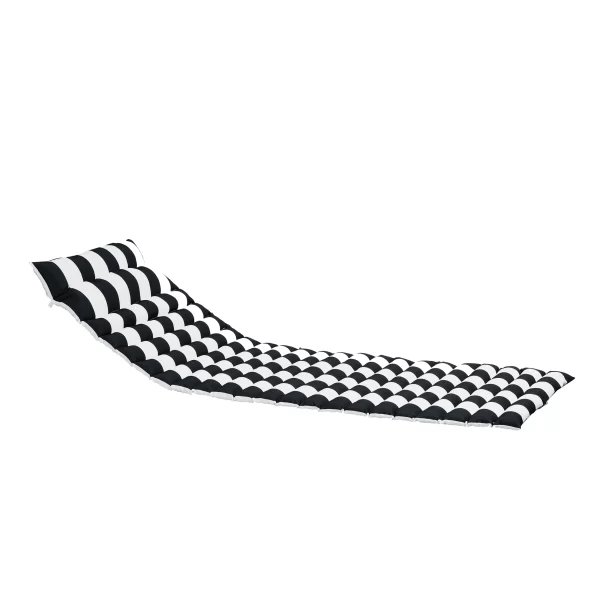 2PCS Set Outdoor Lounge Chair Chaise Lounge Cushion-BLACK-WHITE - Image 10