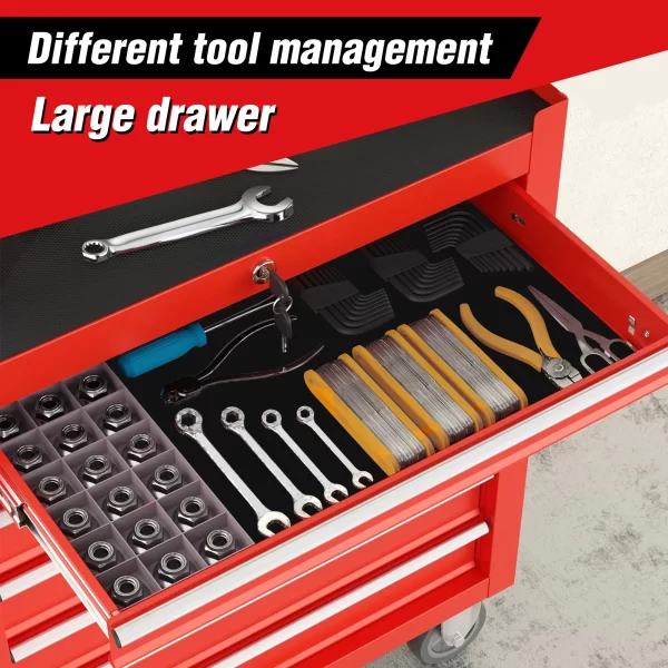 Rolling Tool Chest with 7-Drawer Tool Box with Wheels Multifunctional Tool Cart - Image 4