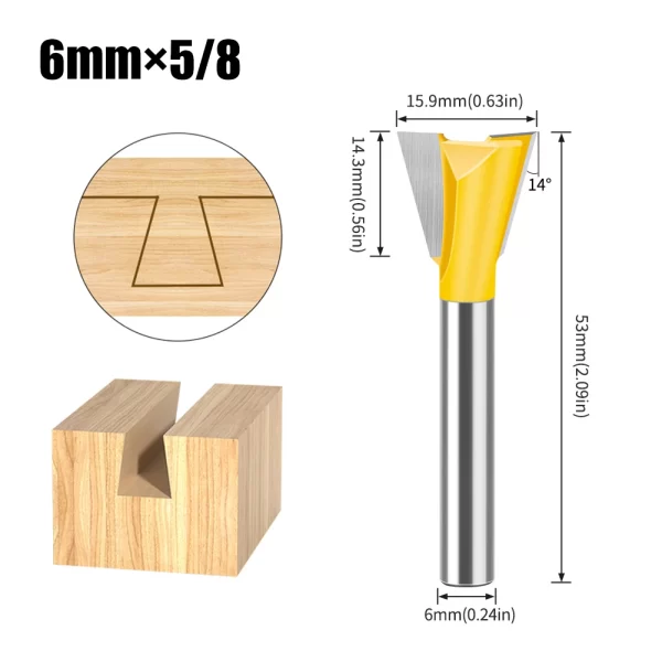 1Pcs 6mm 12mm Shank Dovetail Joint Router Bits Set Dovetail Joint Router Bits Set - Image 11