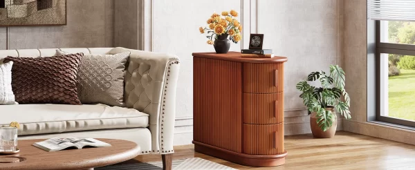 Tribesigns End Table Round Solid Wood Sofa Bedside Narrow Bedroom Side Table - Image 17