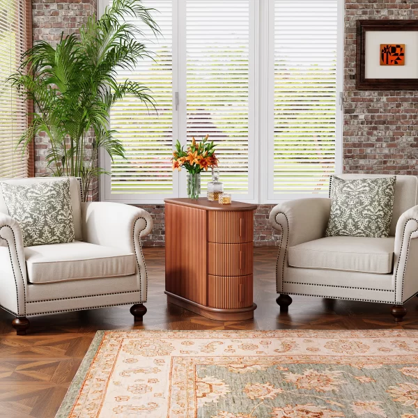 Tribesigns End Table Round Solid Wood Sofa Bedside Narrow Bedroom Side Table - Image 13