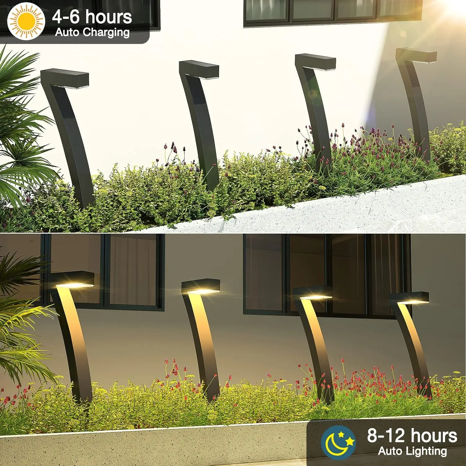 6Pack Bright Solar Outdoor Lights Pathway, 12 Hrs Solar Garden Lights, Auto On/Off - Image 2
