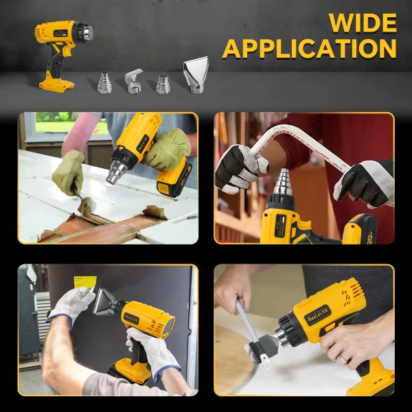 400W 550℃ Cordless Heat Gun for Dewalt 20V Battery with LCD Digital Display Hot Air Gun  no battery - Image 5