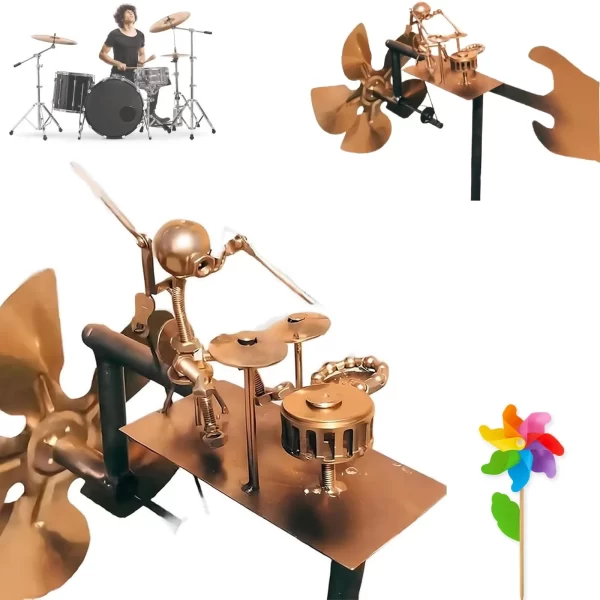 2025 New Metal Drummer Windmill Statue - Image 4