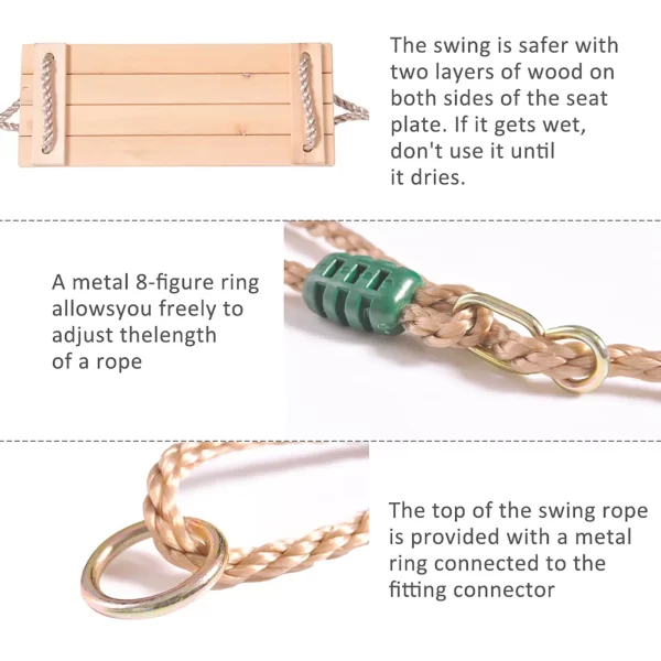 High-Quality Polished Four-Board Anti-Corrosion Wood Swing - Image 5