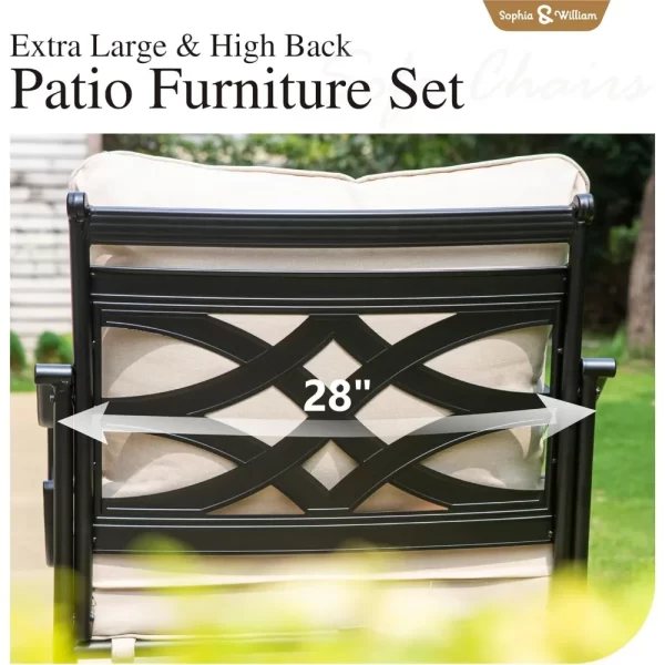 6 Pcs Outdoor Patio Furniture Set, with A 45" Gas Fire Pit Table , 3-seat Sofa, Swivel Chair X 2 - Image 4