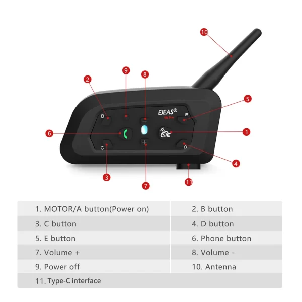 EJEAS Only Official Oversea Store V6PRO+ Motorcycle Intercom Helmet Bluetooth5.1 - Image 6