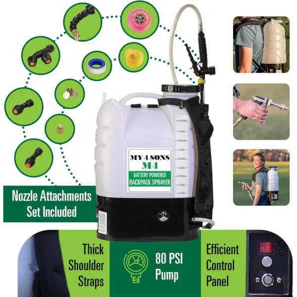 MY4SONS  4-Gallon Battery Powered Backpack Sprayer - Image 2