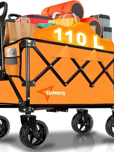 Collapsible Wagon Cart with Wheels Heavy Duty Foldable Wagon Cart with 230lbs Weight Capacity