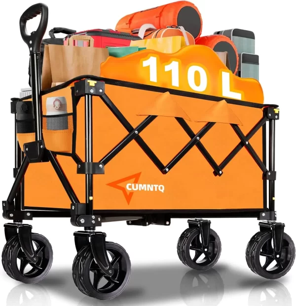 Collapsible Wagon Cart with Wheels Heavy Duty Foldable Wagon Cart with 230lbs Weight Capacity