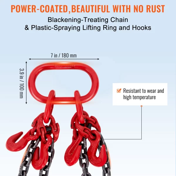 VEVOR Chain Sling 5/16 Inch X 5 Ft Lifting Chains with Hooks - Image 6