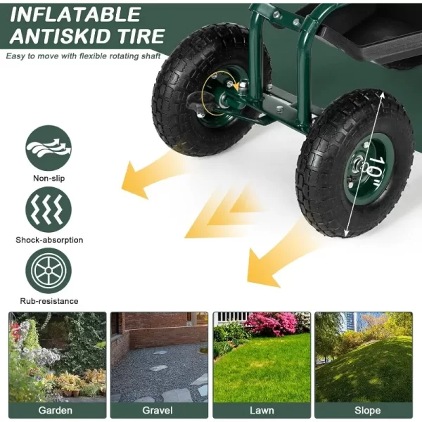 Rolling Work Seat with Adjustable 360 Degree Swivel Seat - Image 6