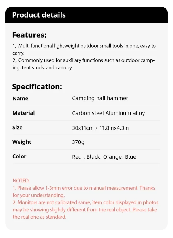 Outdoor Survival Tool Camping Multifunctional Hammer - Image 11