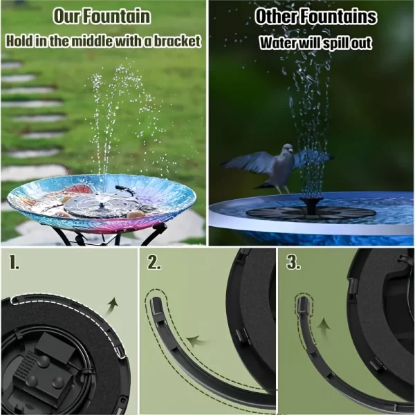 Solar Bird Bath Fountain Pump, Multiple Nozzles,Plastic Outdoor Water Feature - Image 14