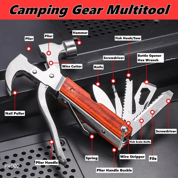 Multitool,Survival  Emergency Escape Tool with Axe,Hammer,Plier,Knife,Bottle Opener - Image 8