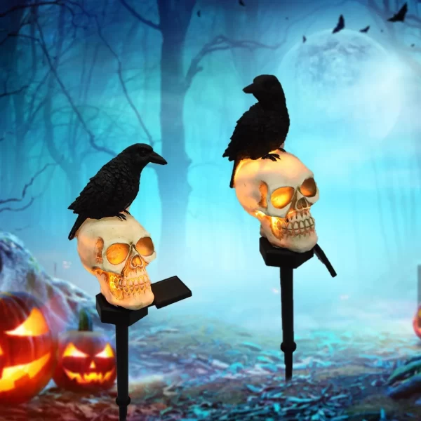 Halloween Crow Skull Outdoor Solar Light - Image 20