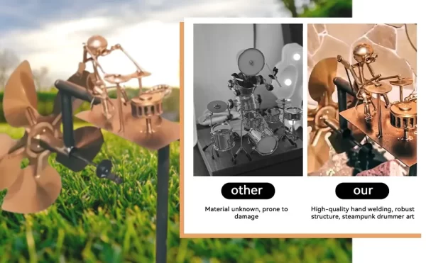 2025 New Metal Drummer Windmill Statue - Image 3
