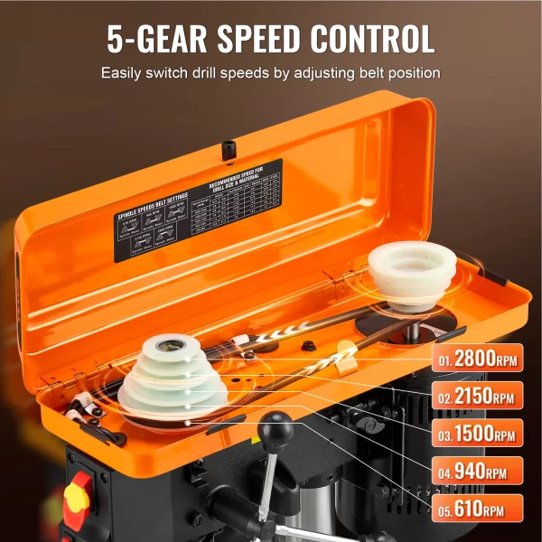 SucceBuy 10 in Benchtop Drill Press 6.2A Induction Motor Tabletop Drilling Machine - Image 3