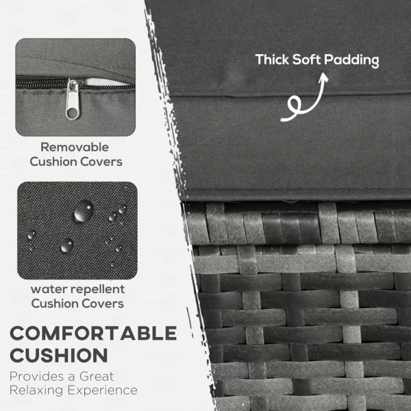 4 Piece Patio Furniture Set with Cushions, PE Rattan Daybed with Retractable Canopy - Image 4