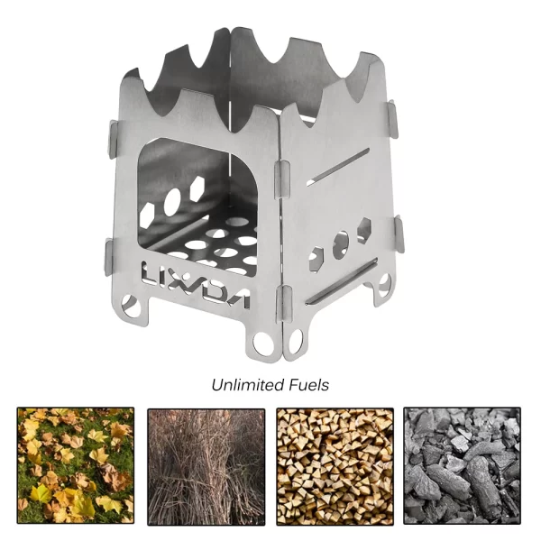 Lixada Titanium Outdoor Camping Stove Portable Ultralight Folding Wood Stove - Image 3