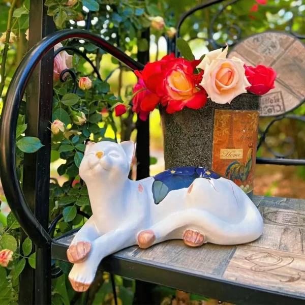 Sleeping Cat Garden Statues Outdoor,Cat Figurine Memorial Statue - Image 8