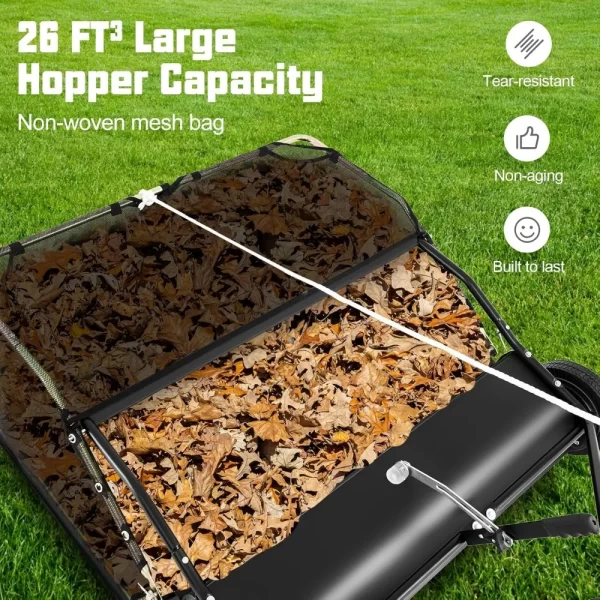 42" Lawn Sweeper Tow Behind, Yard Sweeper w/26Cu.FT - Image 5