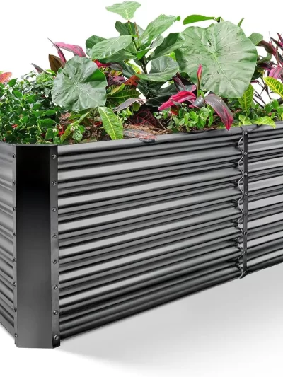 8×4×2 ft Galvanized Raised Garden Bed Kit, Galvanized Planter Raised Garden Boxes Outdoo
