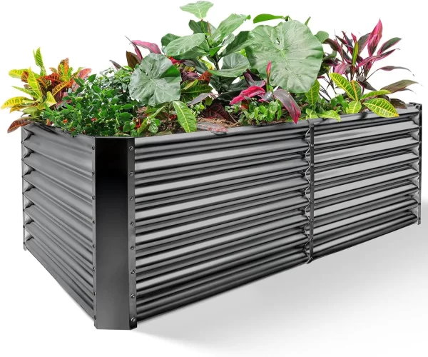 8×4×2 ft Galvanized Raised Garden Bed Kit, Galvanized Planter Raised Garden Boxes Outdoo
