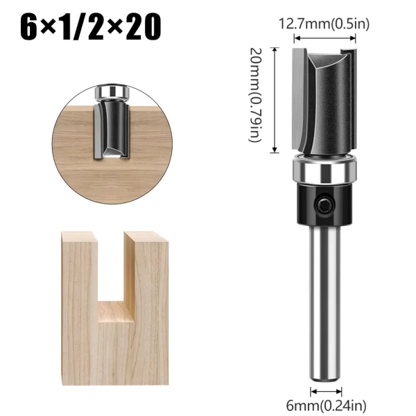 1pc 6mm 1/4"Shank Bearing Straight Router Bit - Image 11