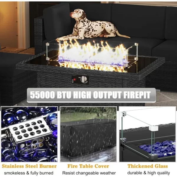 8 Piece Patio Furniture Set with 44" Propane Gas Fire Pit Table - Image 6