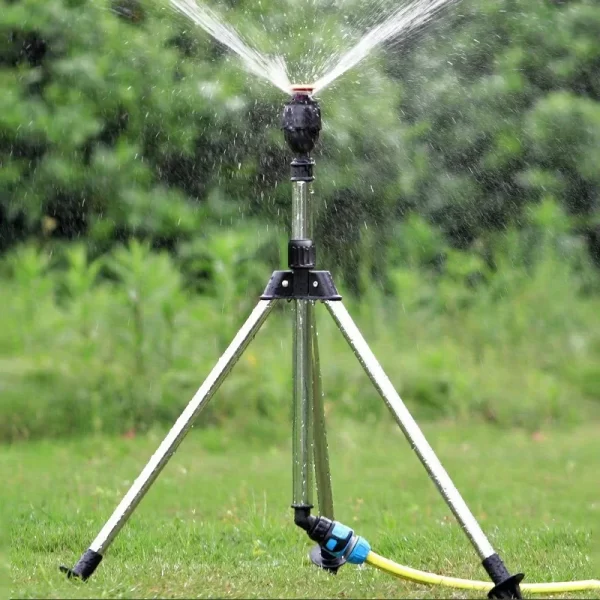 1 Set 360 Rotary Irrigation Tripod Lawn Garden Sprinkler Telescopic - Image 3