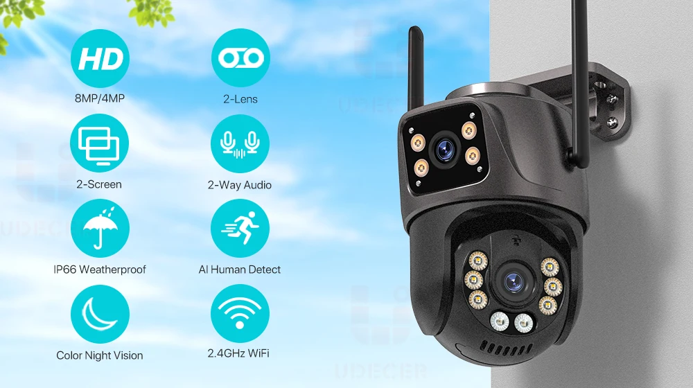 4K 8MP HD Wifi PTZ Camera Outdoor 4MP - Image 7