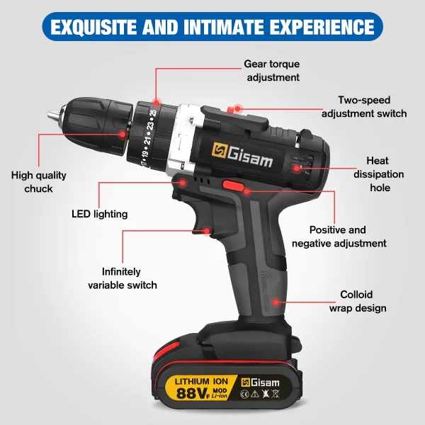 21V Cordless Impact Drill Electric Screwdriver Electric Hammer Drill - Image 13