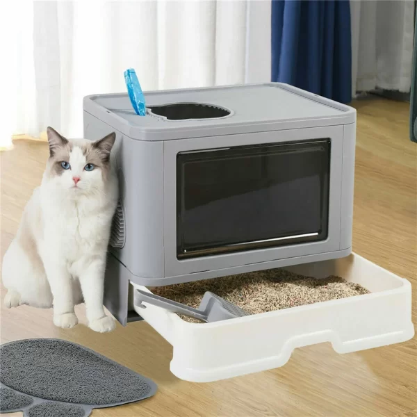 Large Hooded Cat Litter Box Tray Drawer Type - Image 7